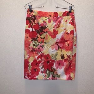 Charter Club Colorful Spring Floral Lined Pencil Skirt Office Slit 2P Summer